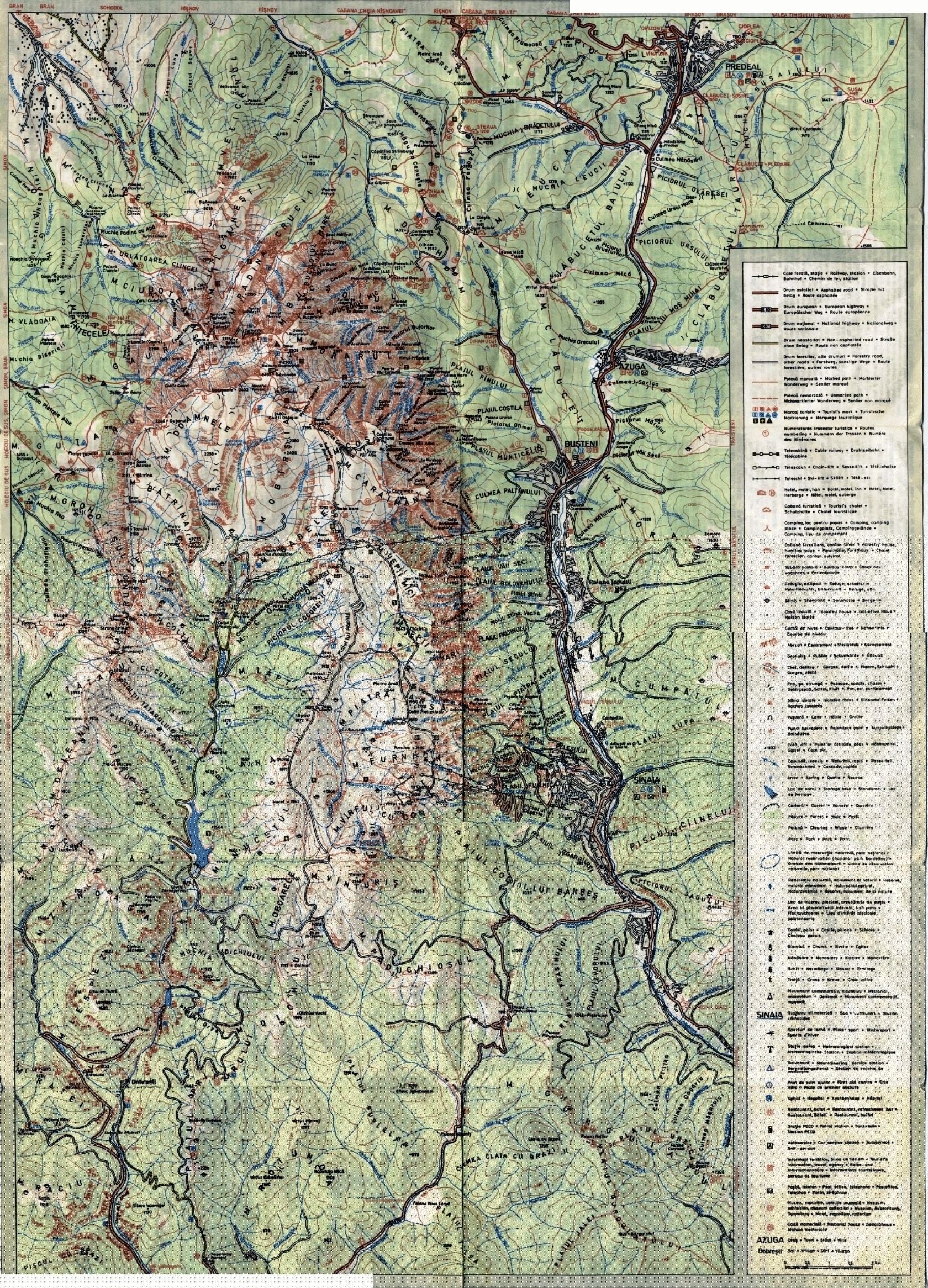 Harta Traseelor Montane In Masivul Bucegi