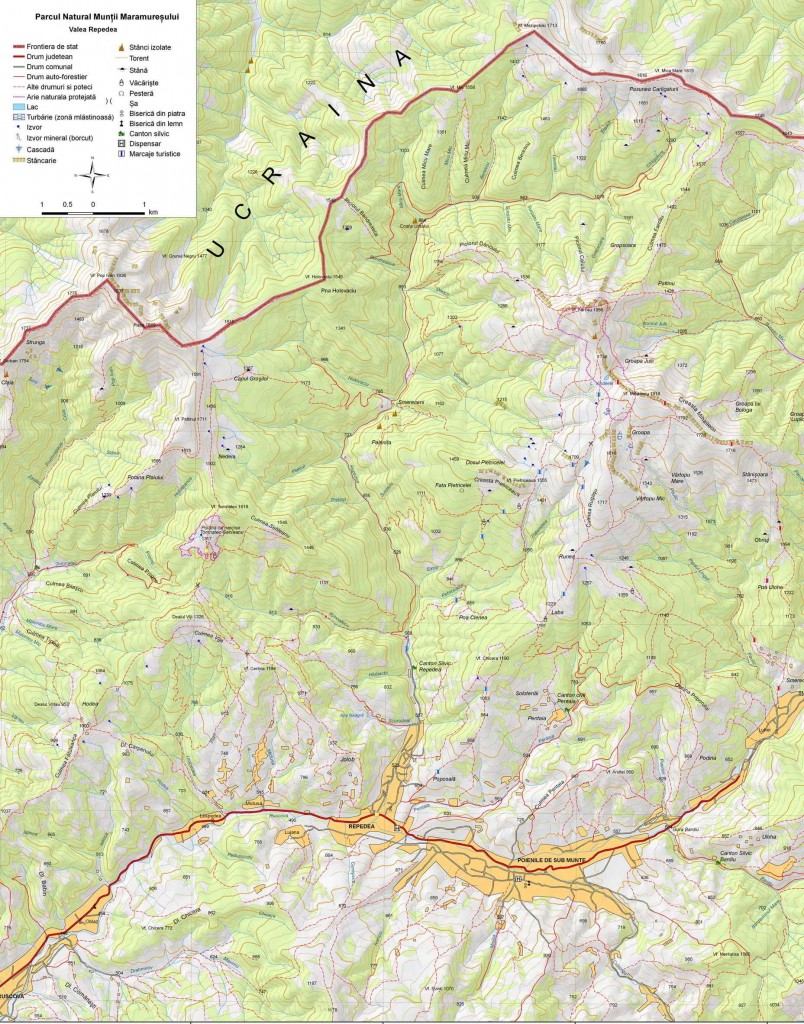 Harta parcului Munții Maramureșului